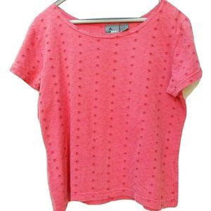 Lizwear Short Sleeve Womens Cotton Eyelet T-Shirt Red Size L